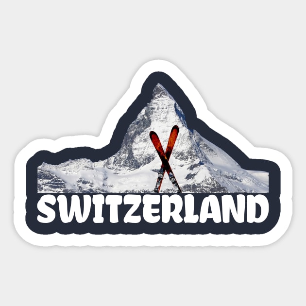 Ski Matterhorn Switzerland Mountaineer Snow Lovers Sticker by peter2art
